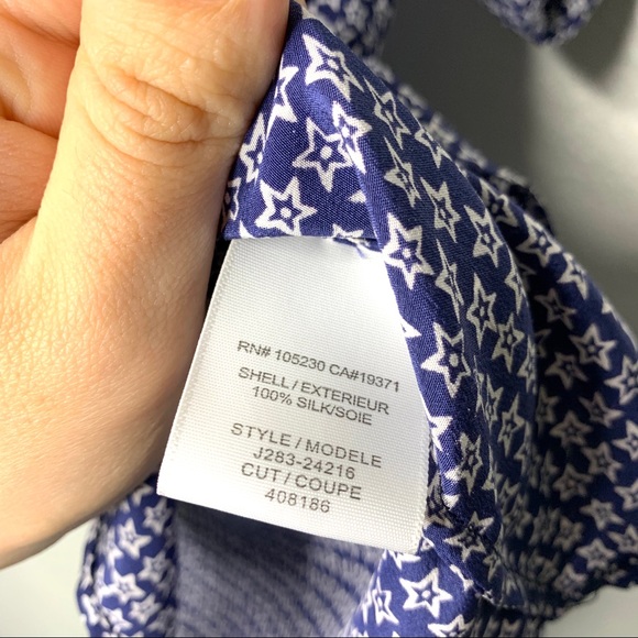 Joie silk blue/white v neck blouse size L - Picture 6 of 7